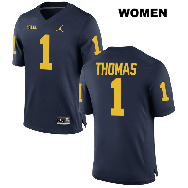 Women's NCAA Michigan Wolverines Ambry Thomas #1 Navy Jordan Brand Authentic Stitched Football College Jersey OE25K85CR